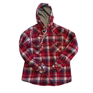 Roper Western Red Flannel Plaid Hoodie Jacket Womens Small Red Thermal Lining